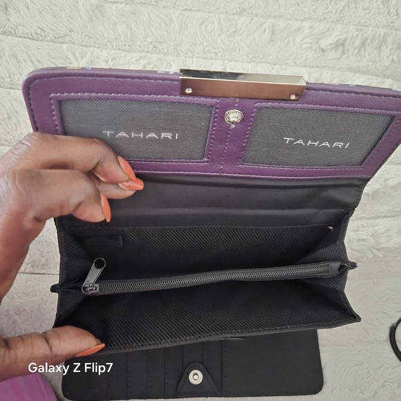 Tahari Black and Purple Floral Wallet - Picture 5 of 7